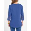 imageANRABESS Womens 34 Length Lace Sleeve Tops Henley V Neck Shirts Dressy Casual Business Blouses 2025 Fall TShirts OutfitsBlue