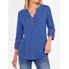 imageANRABESS Womens 34 Length Lace Sleeve Tops Henley V Neck Shirts Dressy Casual Business Blouses 2025 Fall TShirts OutfitsBlue