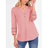 imageANRABESS Womens 34 Length Lace Sleeve Tops Henley V Neck Shirts Dressy Casual Business Blouses 2025 Fall TShirts OutfitsCoral