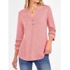 imageANRABESS Womens 34 Length Lace Sleeve Tops Henley V Neck Shirts Dressy Casual Business Blouses 2025 Fall TShirts OutfitsCoral