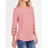 imageANRABESS Womens 34 Length Lace Sleeve Tops Henley V Neck Shirts Dressy Casual Business Blouses 2025 Fall TShirts OutfitsCoral