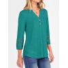 imageANRABESS Womens 34 Length Lace Sleeve Tops Henley V Neck Shirts Dressy Casual Business Blouses 2025 Fall TShirts OutfitsCyan Green
