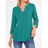 imageANRABESS Womens 34 Length Lace Sleeve Tops Henley V Neck Shirts Dressy Casual Business Blouses 2025 Fall TShirts OutfitsCyan Green