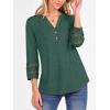 imageANRABESS Womens 34 Length Lace Sleeve Tops Henley V Neck Shirts Dressy Casual Business Blouses 2025 Fall TShirts OutfitsForest Green