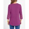 imageANRABESS Womens 34 Length Lace Sleeve Tops Henley V Neck Shirts Dressy Casual Business Blouses 2025 Fall TShirts OutfitsFuchsia