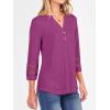 imageANRABESS Womens 34 Length Lace Sleeve Tops Henley V Neck Shirts Dressy Casual Business Blouses 2025 Fall TShirts OutfitsFuchsia