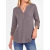 imageANRABESS Womens 34 Length Lace Sleeve Tops Henley V Neck Shirts Dressy Casual Business Blouses 2025 Fall TShirts OutfitsTaupe