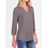 imageANRABESS Womens 34 Length Lace Sleeve Tops Henley V Neck Shirts Dressy Casual Business Blouses 2025 Fall TShirts OutfitsTaupe