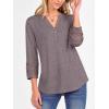 imageANRABESS Womens 34 Length Lace Sleeve Tops Henley V Neck Shirts Dressy Casual Business Blouses 2025 Fall TShirts OutfitsTaupe