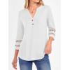 imageANRABESS Womens 34 Length Lace Sleeve Tops Henley V Neck Shirts Dressy Casual Business Blouses 2025 Fall TShirts OutfitsWhite