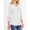 imageANRABESS Womens 34 Length Lace Sleeve Tops Henley V Neck Shirts Dressy Casual Business Blouses 2025 Fall TShirts OutfitsWhite