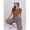 imageANRABESS Womens Basic Tee Summer Outfits Crewneck Short Sleeve Crop Tops Slim Fitted T Shirts Y2k 2025 Trendy ClothingBrown