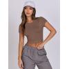 imageANRABESS Womens Basic Tee Summer Outfits Crewneck Short Sleeve Crop Tops Slim Fitted T Shirts Y2k 2025 Trendy ClothingBrown