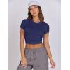 imageANRABESS Womens Basic Tee Summer Outfits Crewneck Short Sleeve Crop Tops Slim Fitted T Shirts Y2k 2025 Trendy ClothingDark Blue