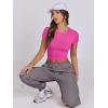 imageANRABESS Womens Basic Tee Summer Outfits Crewneck Short Sleeve Crop Tops Slim Fitted T Shirts Y2k 2025 Trendy ClothingHot Pink