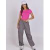 imageANRABESS Womens Basic Tee Summer Outfits Crewneck Short Sleeve Crop Tops Slim Fitted T Shirts Y2k 2025 Trendy ClothingHot Pink