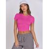 imageANRABESS Womens Basic Tee Summer Outfits Crewneck Short Sleeve Crop Tops Slim Fitted T Shirts Y2k 2025 Trendy ClothingHot Pink