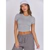 imageANRABESS Womens Basic Tee Summer Outfits Crewneck Short Sleeve Crop Tops Slim Fitted T Shirts Y2k 2025 Trendy ClothingLight Gray