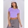 imageANRABESS Womens Basic Tee Summer Outfits Crewneck Short Sleeve Crop Tops Slim Fitted T Shirts Y2k 2025 Trendy ClothingLight Purple