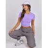 imageANRABESS Womens Basic Tee Summer Outfits Crewneck Short Sleeve Crop Tops Slim Fitted T Shirts Y2k 2025 Trendy ClothingLight Purple