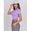 imageANRABESS Womens Basic Tee Summer Outfits Crewneck Short Sleeve Crop Tops Slim Fitted T Shirts Y2k 2025 Trendy ClothingLight Purple