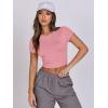 imageANRABESS Womens Basic Tee Summer Outfits Crewneck Short Sleeve Crop Tops Slim Fitted T Shirts Y2k 2025 Trendy ClothingPink
