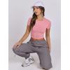 imageANRABESS Womens Basic Tee Summer Outfits Crewneck Short Sleeve Crop Tops Slim Fitted T Shirts Y2k 2025 Trendy ClothingPink