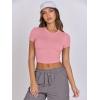 imageANRABESS Womens Basic Tee Summer Outfits Crewneck Short Sleeve Crop Tops Slim Fitted T Shirts Y2k 2025 Trendy ClothingPink