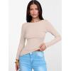 imageANRABESS Womens Boat Neck Long Sleeve Shirts Rib Knit Slim Fitting Tops Basic Tees 2025 Casual Comfy Fall Outfits ClothesBeige