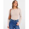 imageANRABESS Womens Boat Neck Long Sleeve Shirts Rib Knit Slim Fitting Tops Basic Tees 2025 Casual Comfy Fall Outfits ClothesBeige