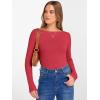 imageANRABESS Womens Boat Neck Long Sleeve Shirts Rib Knit Slim Fitting Tops Basic Tees 2025 Casual Comfy Fall Outfits ClothesBright Red