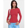 imageANRABESS Womens Boat Neck Long Sleeve Shirts Rib Knit Slim Fitting Tops Basic Tees 2025 Casual Comfy Fall Outfits ClothesBright Red