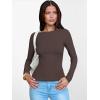 imageANRABESS Womens Boat Neck Long Sleeve Shirts Rib Knit Slim Fitting Tops Basic Tees 2025 Casual Comfy Fall Outfits ClothesBrownbeige