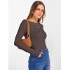 imageANRABESS Womens Boat Neck Long Sleeve Shirts Rib Knit Slim Fitting Tops Basic Tees 2025 Casual Comfy Fall Outfits ClothesBrownbeige