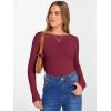 imageANRABESS Womens Boat Neck Long Sleeve Shirts Rib Knit Slim Fitting Tops Basic Tees 2025 Casual Comfy Fall Outfits ClothesDeep Red