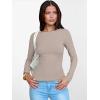 imageANRABESS Womens Boat Neck Long Sleeve Shirts Rib Knit Slim Fitting Tops Basic Tees 2025 Casual Comfy Fall Outfits ClothesKhaki