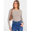 imageANRABESS Womens Boat Neck Long Sleeve Shirts Rib Knit Slim Fitting Tops Basic Tees 2025 Casual Comfy Fall Outfits ClothesKhaki