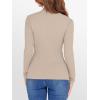 imageANRABESS Womens Lettuce Trim Mock Neck Long Sleeve Tops 2025 Casual Dressy Ribbed Knit Slim Fit Tee Shirt Fall Layer OutfitsBeige
