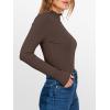 imageANRABESS Womens Lettuce Trim Mock Neck Long Sleeve Tops 2025 Casual Dressy Ribbed Knit Slim Fit Tee Shirt Fall Layer OutfitsCoffee