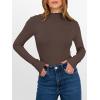 imageANRABESS Womens Lettuce Trim Mock Neck Long Sleeve Tops 2025 Casual Dressy Ribbed Knit Slim Fit Tee Shirt Fall Layer OutfitsCoffee