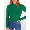 imageANRABESS Womens Lettuce Trim Mock Neck Long Sleeve Tops 2025 Casual Dressy Ribbed Knit Slim Fit Tee Shirt Fall Layer OutfitsGreen