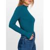 imageANRABESS Womens Lettuce Trim Mock Neck Long Sleeve Tops 2025 Casual Dressy Ribbed Knit Slim Fit Tee Shirt Fall Layer OutfitsLake Blue