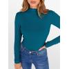 imageANRABESS Womens Lettuce Trim Mock Neck Long Sleeve Tops 2025 Casual Dressy Ribbed Knit Slim Fit Tee Shirt Fall Layer OutfitsLake Blue