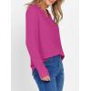 imageANRABESS Womens Long Sleeve Shirts 2025 Fall Henley Business Dressy Casual Tops V Neck Button Down TShirts Work BlousesHot Pink