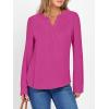 imageANRABESS Womens Long Sleeve Shirts 2025 Fall Henley Business Dressy Casual Tops V Neck Button Down TShirts Work BlousesHot Pink