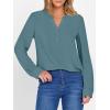 imageANRABESS Womens Long Sleeve Shirts 2025 Fall Henley Business Dressy Casual Tops V Neck Button Down TShirts Work BlousesLake