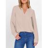 imageANRABESS Womens Long Sleeve Shirts 2025 Fall Henley Business Dressy Casual Tops V Neck Button Down TShirts Work BlousesParchment