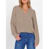 imageANRABESS Womens Long Sleeve Shirts 2025 Fall Henley Business Dressy Casual Tops V Neck Button Down TShirts Work BlousesYellow Khaki