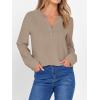 imageANRABESS Womens Long Sleeve Shirts 2025 Fall Henley Business Dressy Casual Tops V Neck Button Down TShirts Work BlousesYellow Khaki