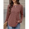 imageANRABESS Womens Long Sleeve Shirts 2025 Fall Lightweight Sweater Tunic Tops Crewneck Casual Loose Fit Work Travel OutfitsRust Orange